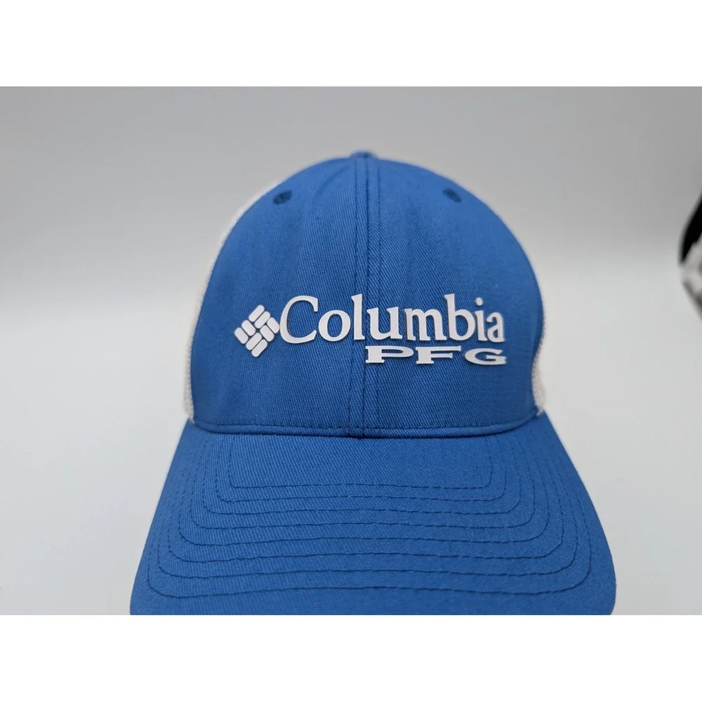 Columbia PFG Mesh Ball Cap Blue White Fishing Hat L/XL CU5367